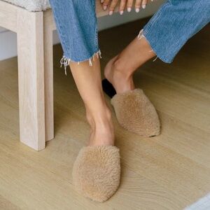 Jenni Kayne New Natural Tan Shearling Mules Size US 8 EU 38